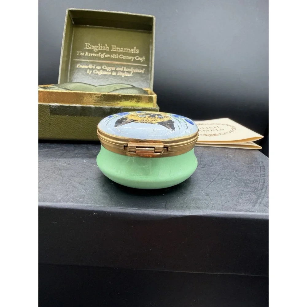 🐱✨ English Enamels by Crummels Cat Trinket Box – Vintage Collectible ✨🐱